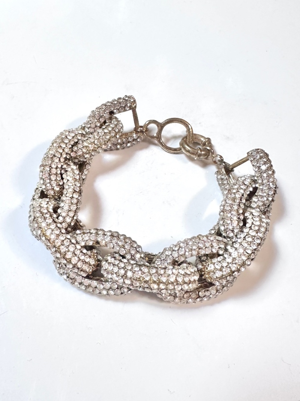 Light Gold Pave Rhinestone Chunky Cable Chain Link Bracelet